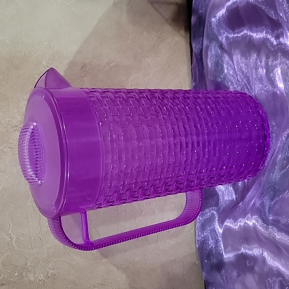 Vintage Rare Color Majestic Purple marbled pitcher with lid
